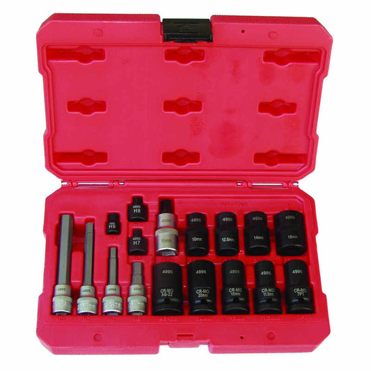 Foreign and Domestic Brake Caliper Socket Kit - 17 Piece - LT4996