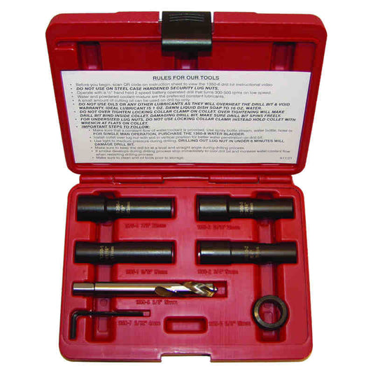 Lug Ripper II Lug Nut Drill-out Kit, 16mm Drill Bit, 4 Drill Guides - 7 Pieces - LT1350
