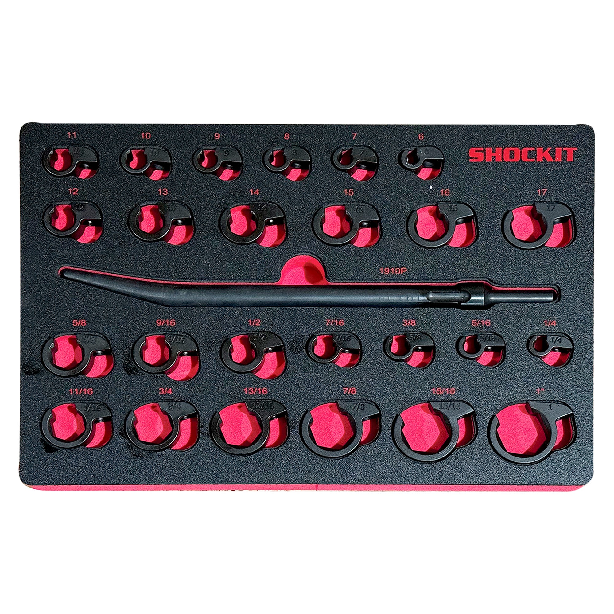 SHOCKIT™ Open End Line Wrench Set in HD EVA Foam Tray, Automotive/Hydraulic Line Fittings Removal SAE/Metric Set – 25 Piece