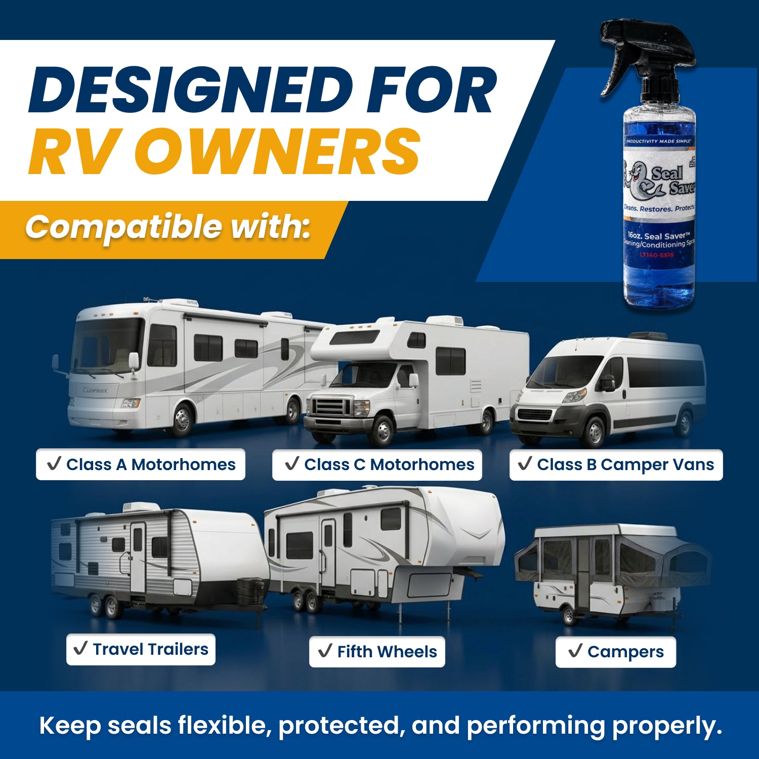 Seal Saver RV Slide-Out Rubber Seal Cleaner 16 oz, Conditioner & Protectant Seals