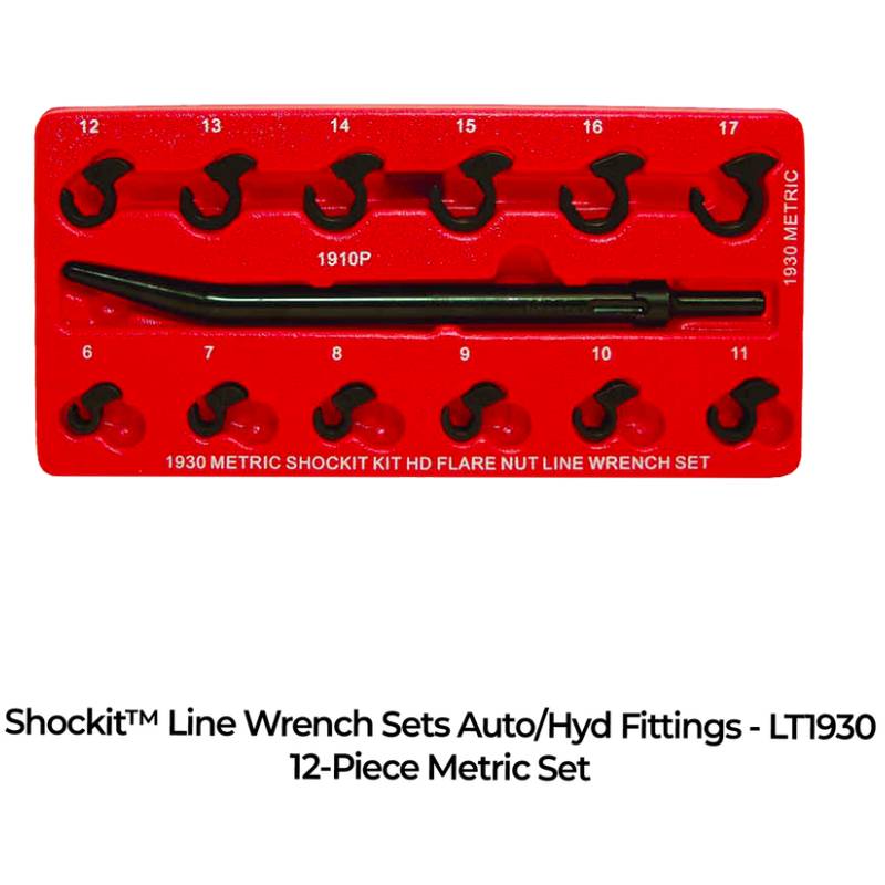 Shockit™ Line Wrench Socket Sets - Automotive/Hydraulic Line Fittings Removal 13-Piece Sae, 12-Piece Metric