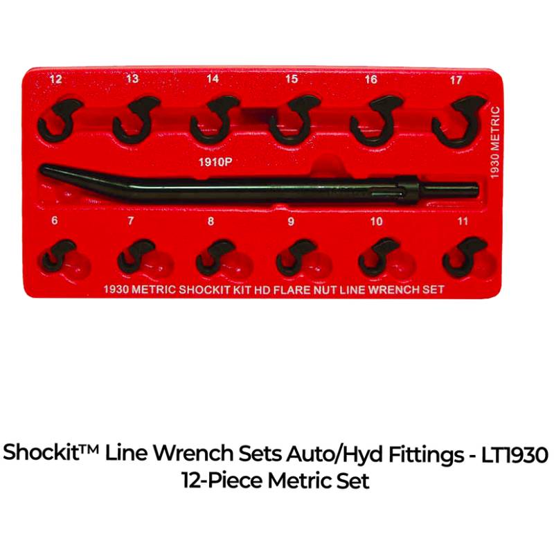 SHOCKIT® Line Wrench Socket Sets - Automotive/Hydraulic Line Fittings Removal 14-Piece SAE, 13-Piece Metric